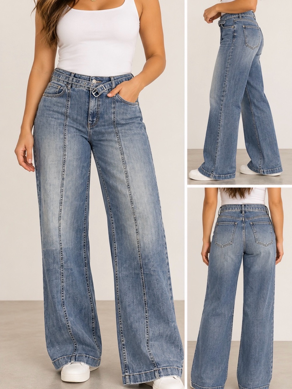 White House Black Market Light Blue High-Rise Wide Leg Jeans